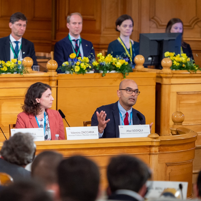 Professor Afzal Siddiqui in a panel discussion on energy and sustainability in Sveriges Riksdag.