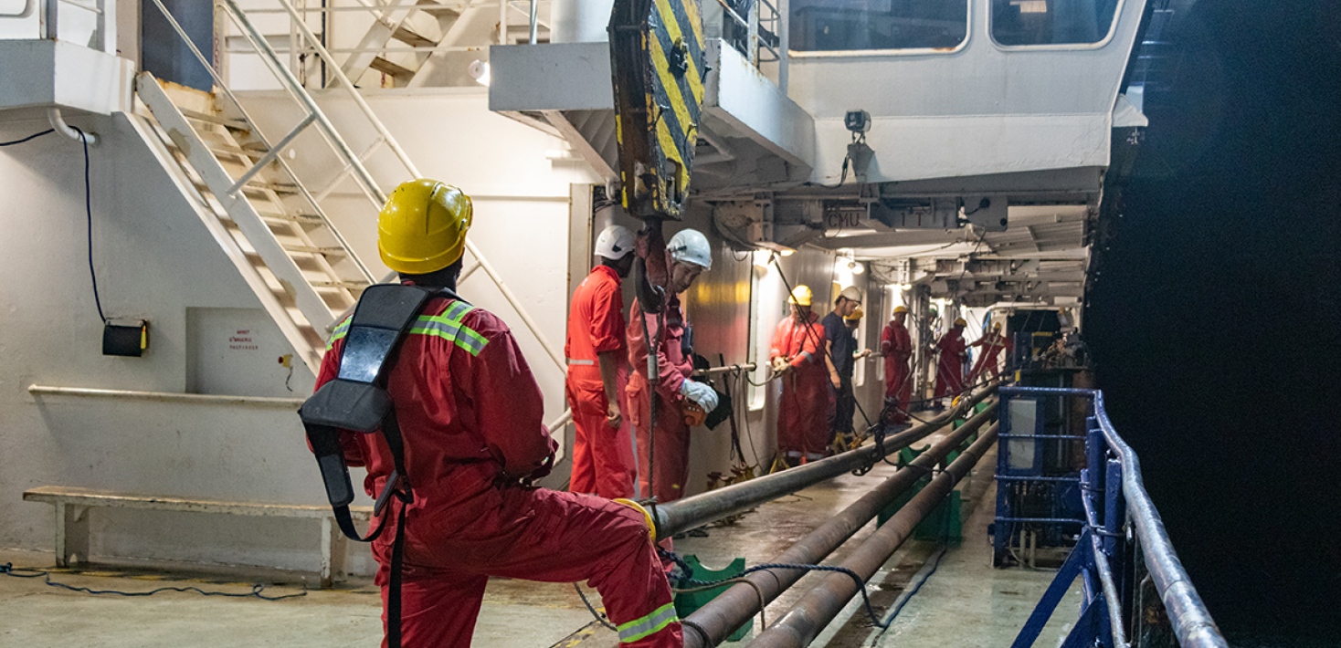 The Calypso corer on board the R/V Marion Dufresne. Photo: Christian Stranne