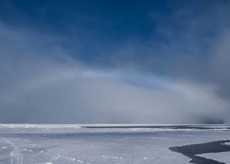 Sea ice, fog and bog bows in the Arctic. Photo: Michael Tjernström/MISU/Stockholm University.