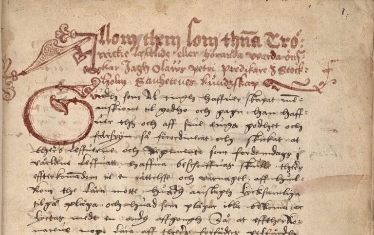 Handskrivet dokument från första halvan av 1500-talet.
