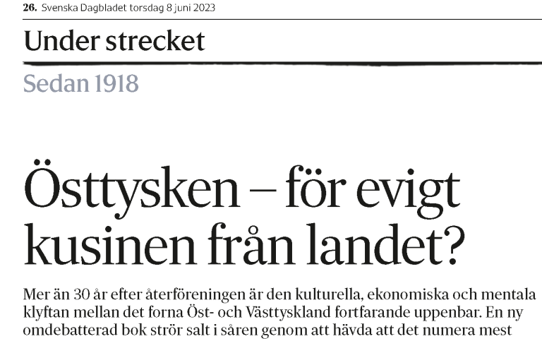 Urklipp Under strecket Svenska Dagbladet  8. Jun. 23