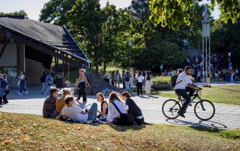 Bild av studenter på campus