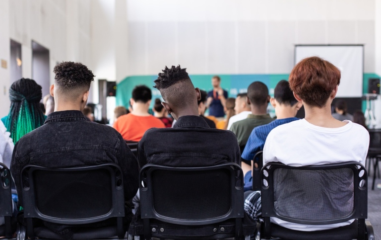 Students sitting in a classroom