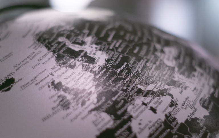 Europe on a globe