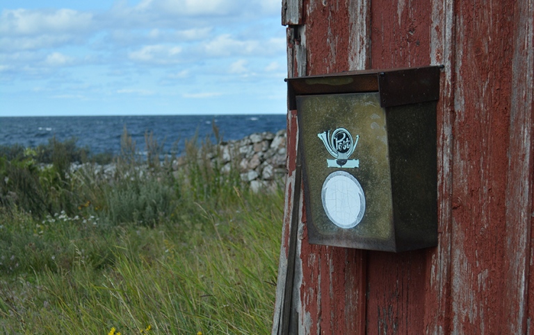 Postbox with the archipelago in the background.