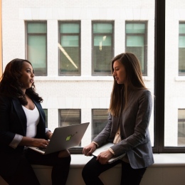 Two women in a work meeting