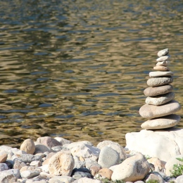 stacks of gray pebbles