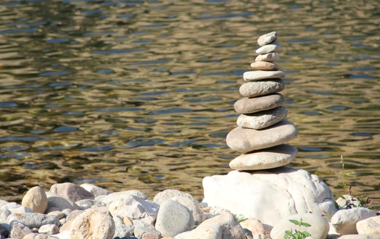 stacks of gray pebbles