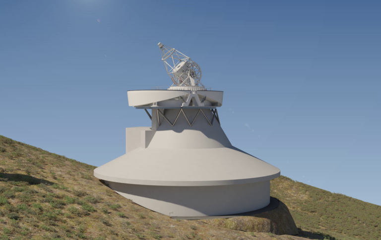 Computer model of the European Solar Telescope at its planned location on La Palma next to the Swedi