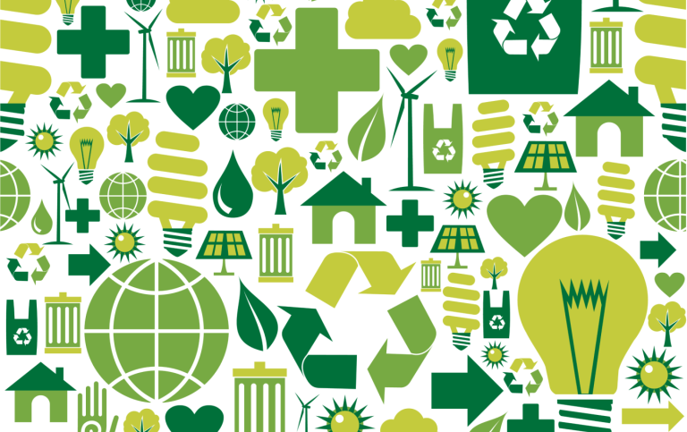 Green environmental symbols. 