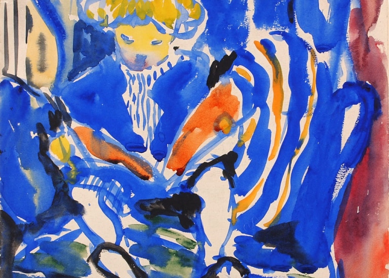 Painting of a child reading