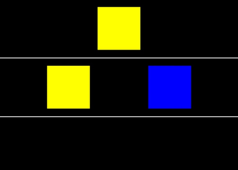 Skärmdump som visar tre kvadrater som användes i förträningen.