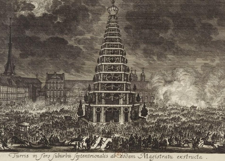Pyramid på Norrmalmstorg uppförd 1672