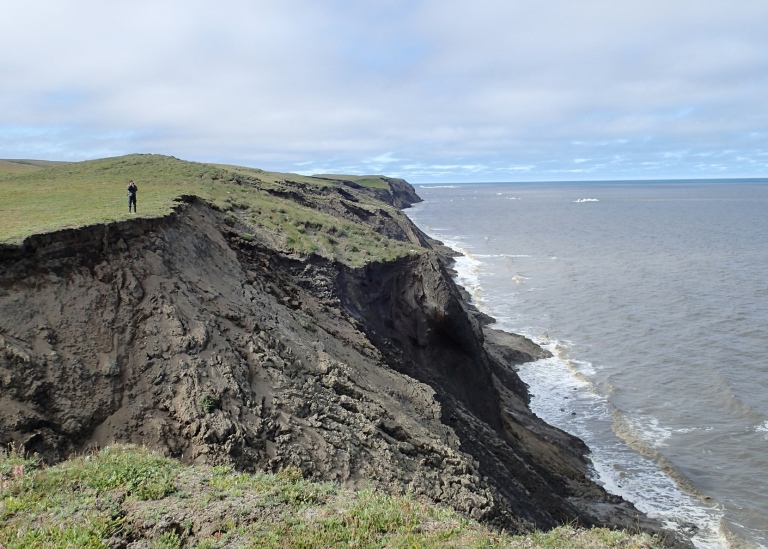 A rapidly eroding permafrost coast