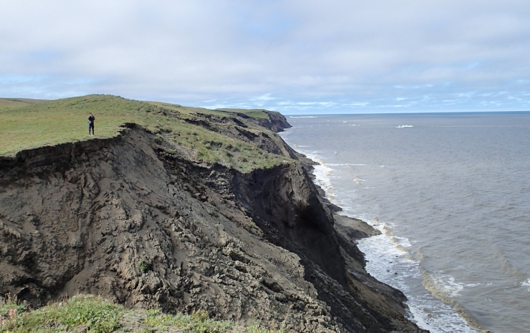 A rapidly eroding permafrost coast
