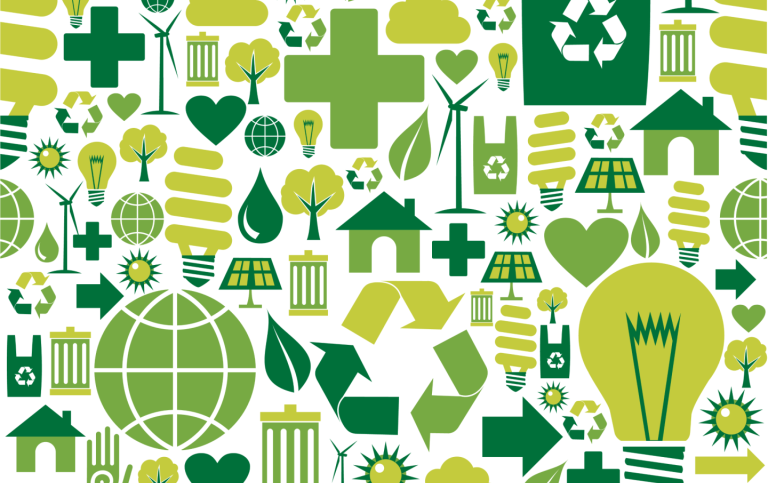 Illustration with different green colours.