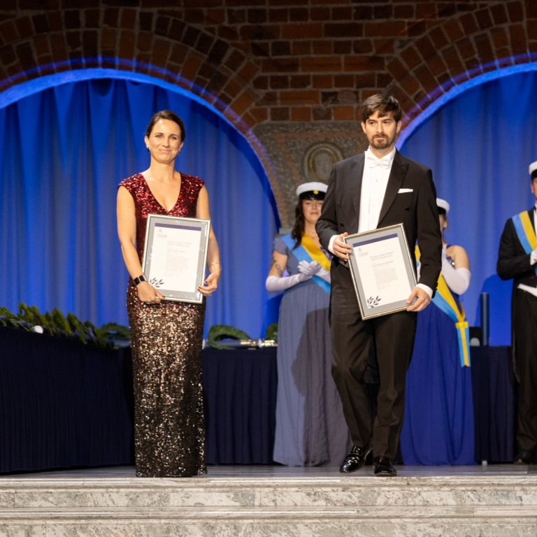Academic ceremoni in the Stockholm City Hall 2023: Maja Torres Madzar and Jordi Solsona Belenguer
