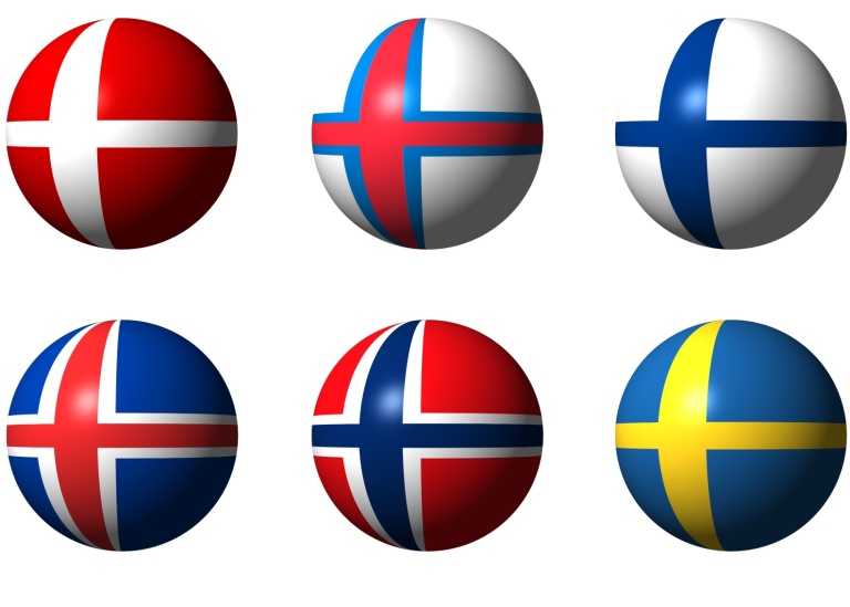 Runda flaggor Danmark, Färöarna Finland Island Norge Sverige
