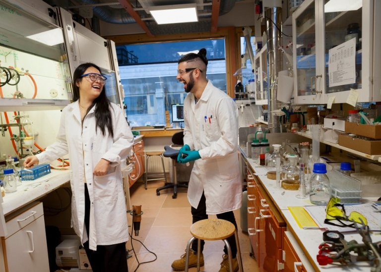 PhD students in a lab.