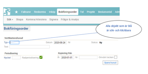 Registrering av bokföringsorder