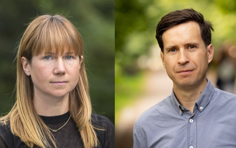 Image of Johanna Rickne and Olle Folke, receiver of Assar Lindbeck Medal 2023. 