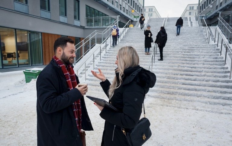 Students at Albano in the winter.