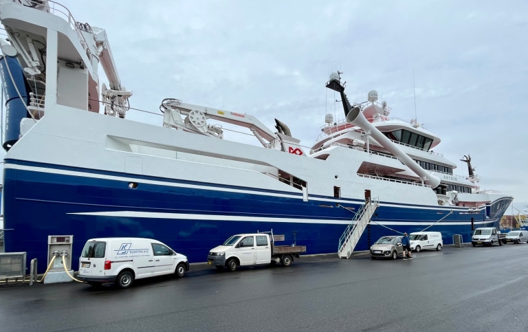 huge fishing vessel in Skagen port