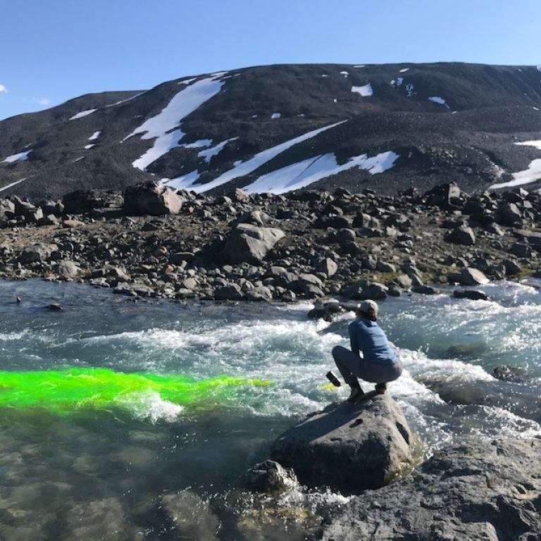 Discharge measurements at Lillsjön outlet. Photo by Granebeck.