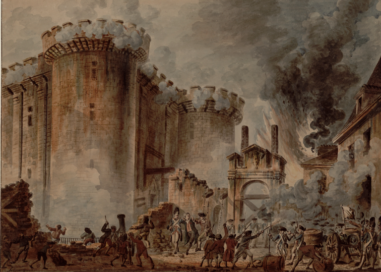 1700-talsmålning föreställande stridande soldater i Paris