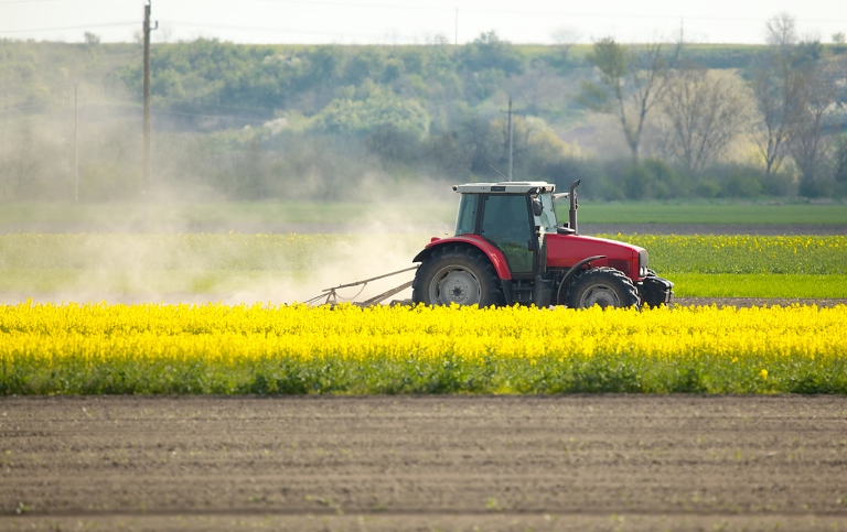 Tractor in field