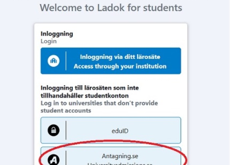 Ladok-inloggning antagning.se