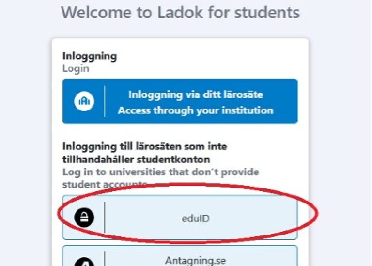 Log into Ladok using eduID