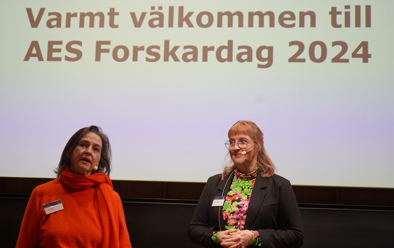 Dagens moderatorer AES föreståndare Eva Wittbom och professor Maria Mårtensson