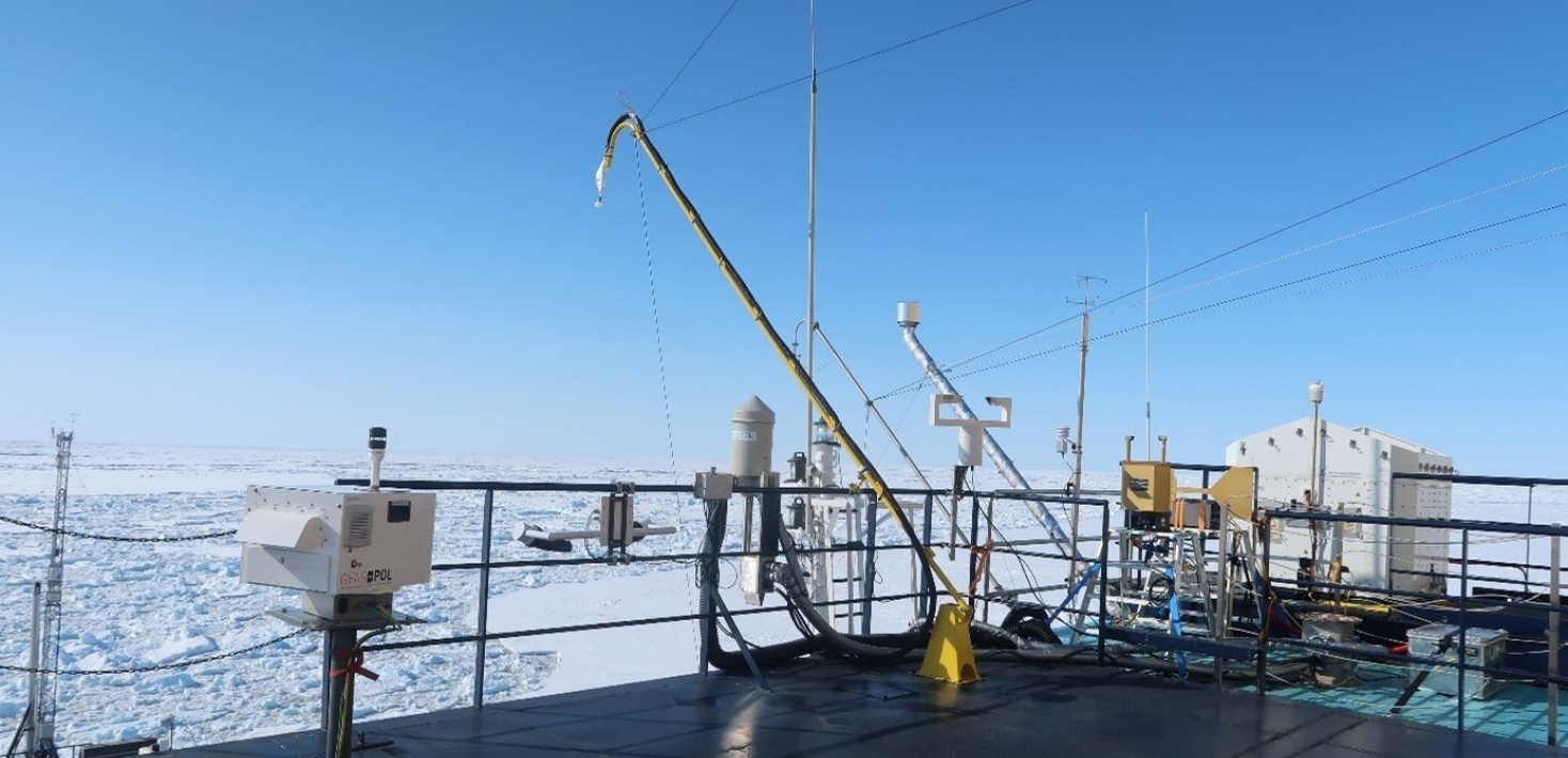 Atmospheric research Instruments on fourth deck of the icebreaker Oden during ARTofMELT2023