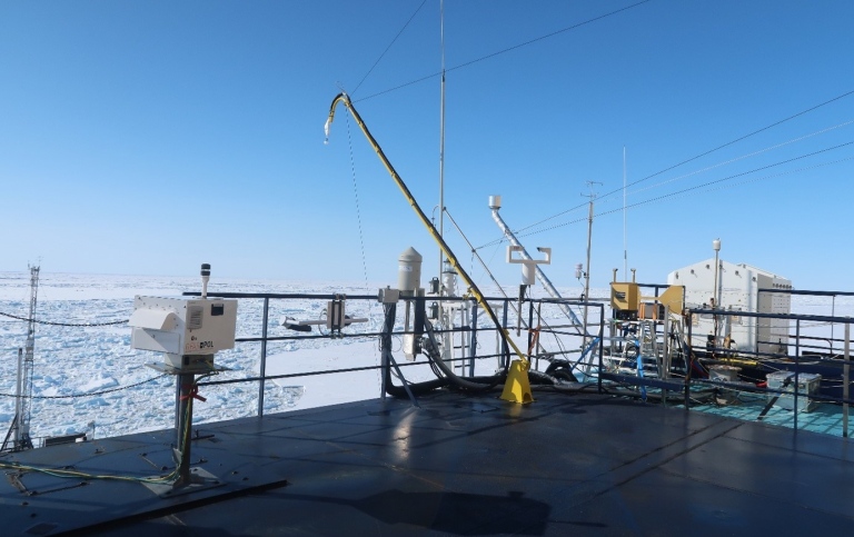 Atmospheric research Instruments on fourth deck of the icebreaker Oden during ARTofMELT2023