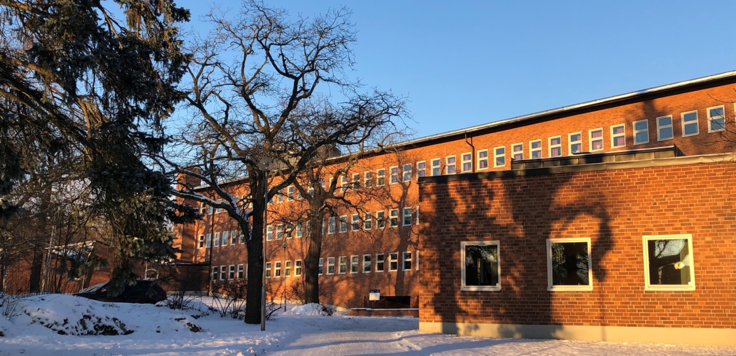 Institutionen i vinterskrud.