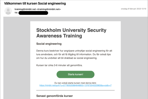 Kursmejl om social engineering