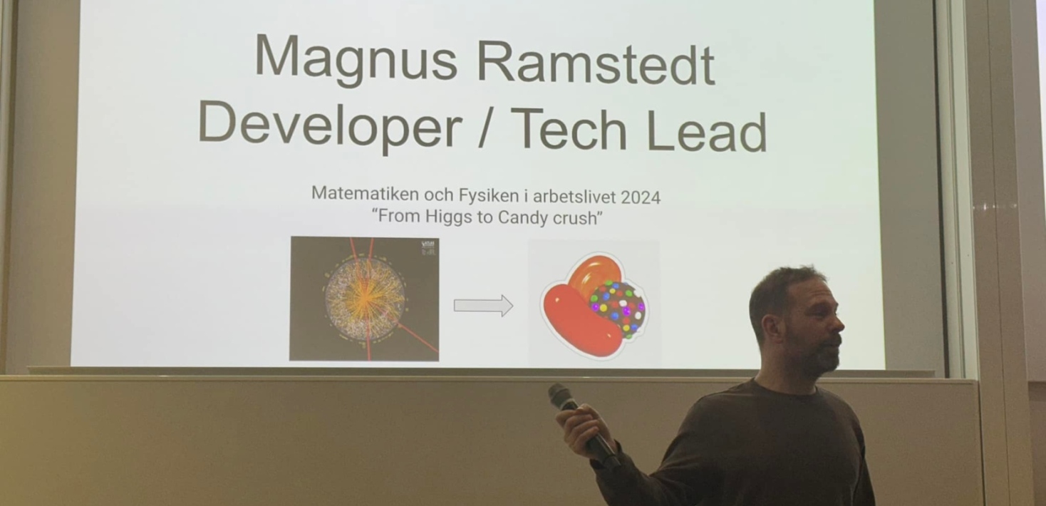 Magnus Ramstedt, kandidat, master och Phd på Fysikums avd för partikelfysik. Han är nu utvecklare.