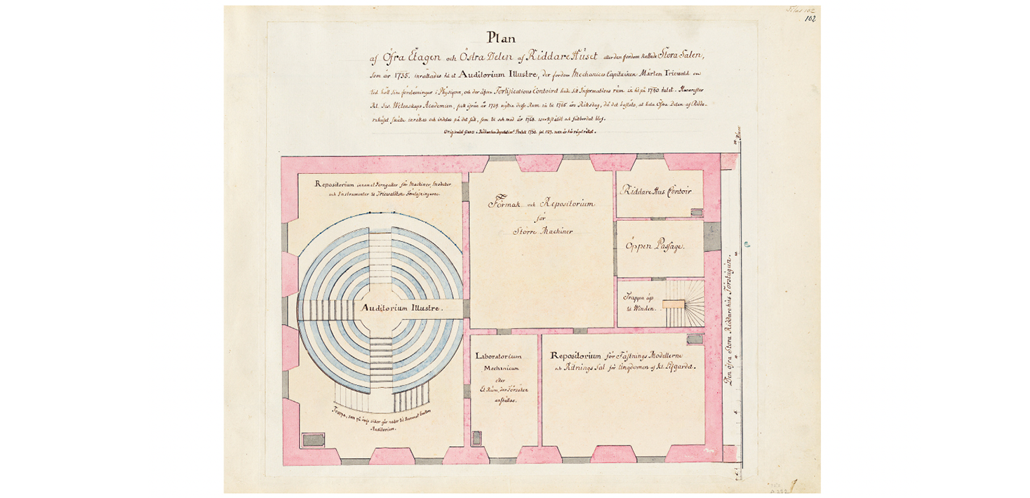 Planritning av delar av Riddarhuset från 1700-talet