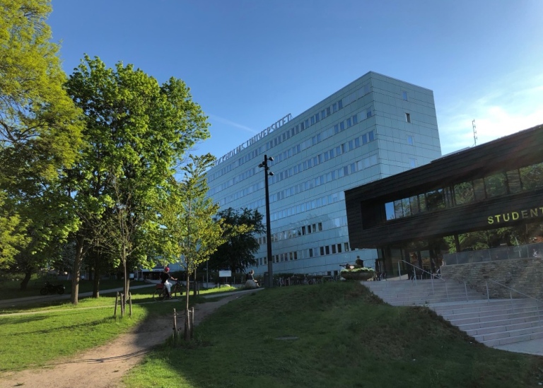 Studenthuset at Frescati Campus, in summer.