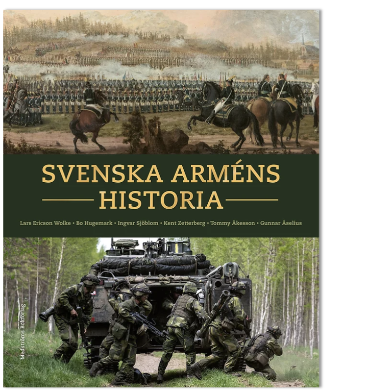 Bokomslag med armemotiv, äldre moålning ich modernt fotografi