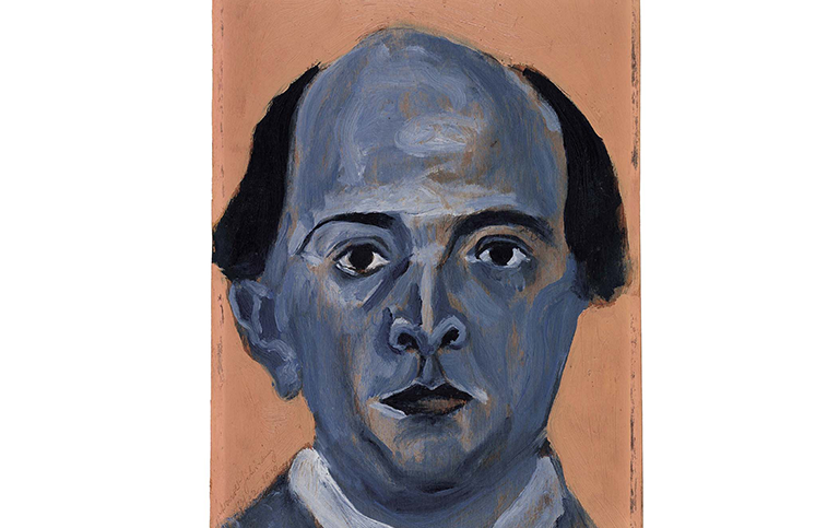 Blaues Selbstportrait 1910 Arnold Schönberg Målning av Arnold Schönberg, självporträtt i blått