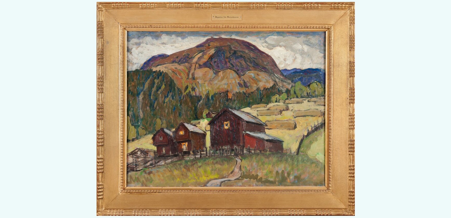 Anna Boberg: Sommarlandskap med fäbodar. 