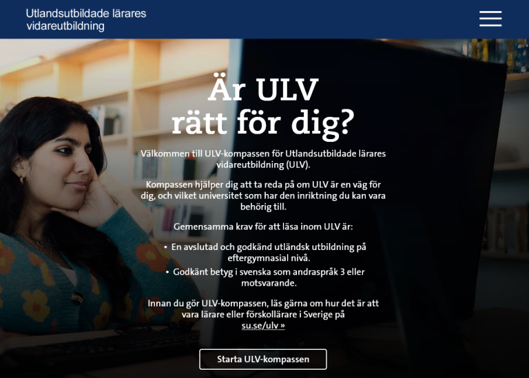 Skärmdump från ULV-kompassens startsida