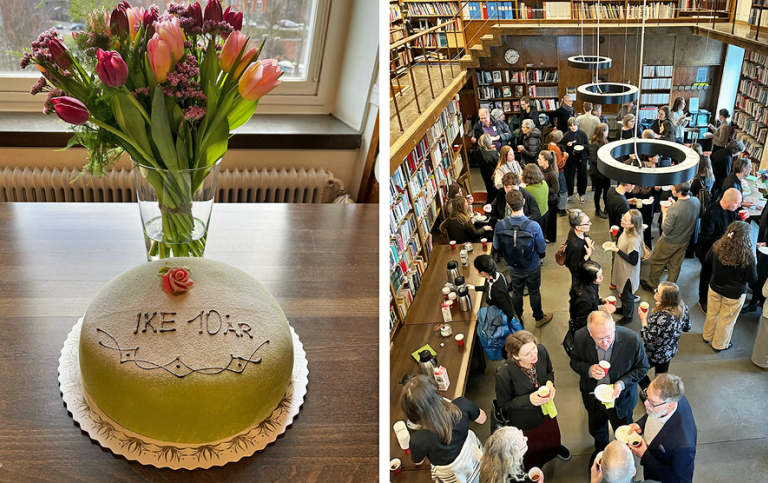 Tårtkalas i institutionens bibliotek.
