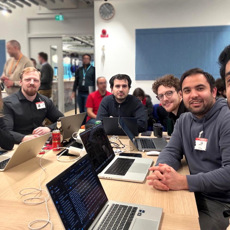 Group photo of the DSVx team at a hackathon on March 26, 2025.
