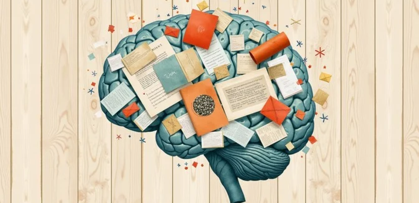 Brain with books