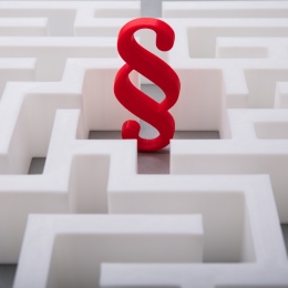 Illustration of a red paragraph in a white maze.