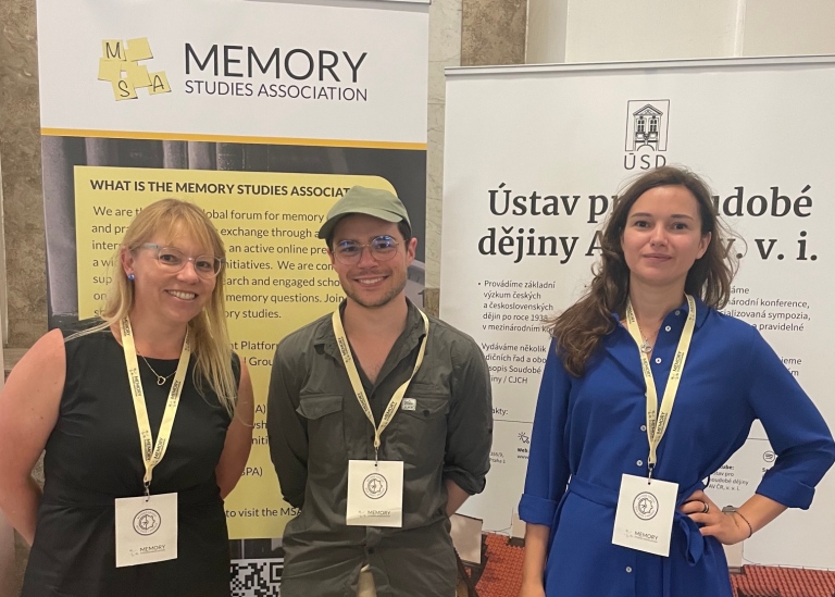 Danielle Drozdzewski, Viktor Aronsson and Natalia Volvach at the Memory Studies Association Conference in Prague.