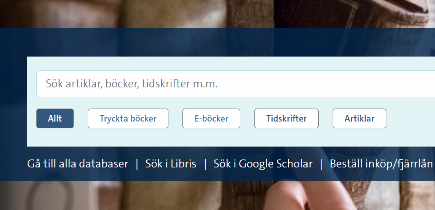 Skärmbild av bibliotekets sökruta